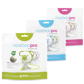 Learn more about the Nosiboo Pro Accessory Set in 3 colours: blue, green, pink
